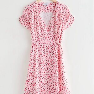 & Other Stories Red and White Floral Midi Dress